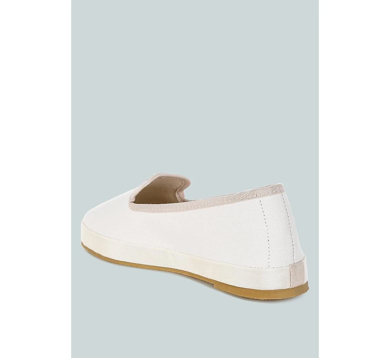 Moshka Round Toe Canvas Slip-On Loafers Women