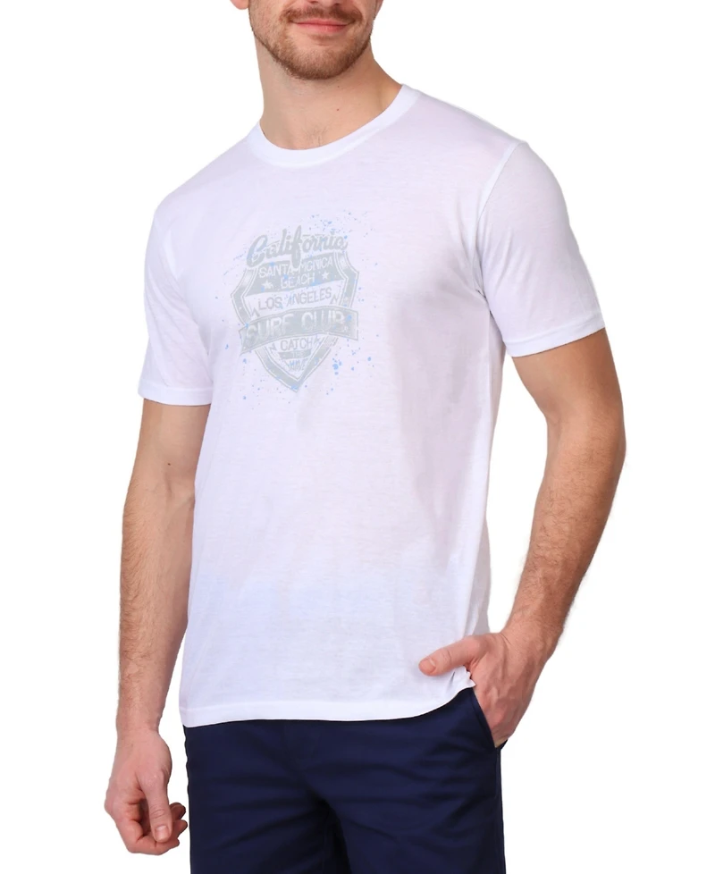 TailorByrd Big & Tall White Surf Club Graphic Tee - Classic Crew Neck T-Shirt