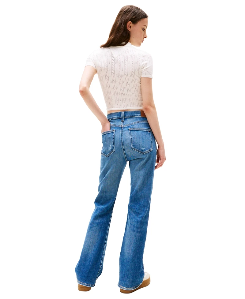 Tommy Jeans Women's Pointelle Cropped Polo Sweater