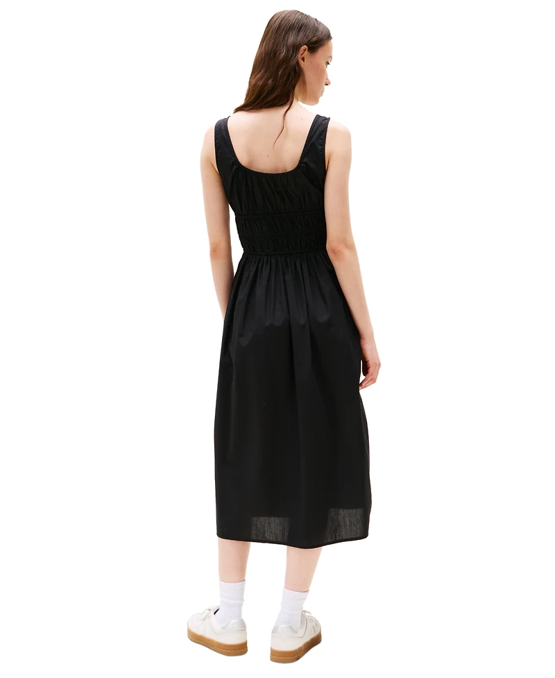 Tommy Jeans Women's Cotton Smocked-Waist Midi Dress