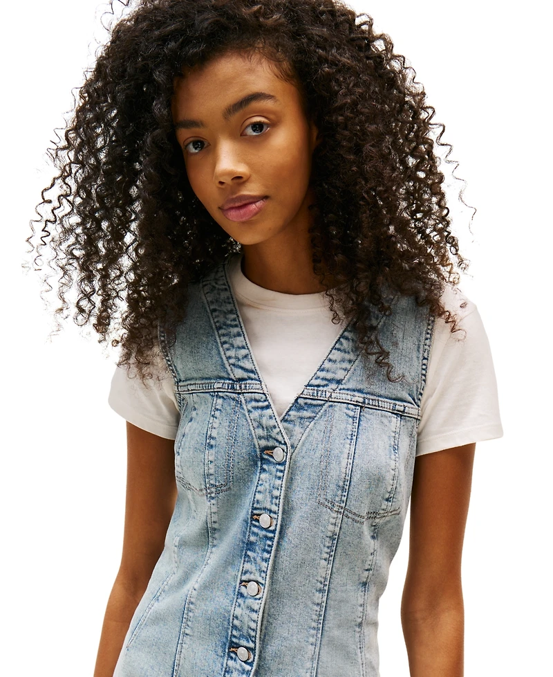 Tommy Jeans Women's V-Neck Button-Front Dress