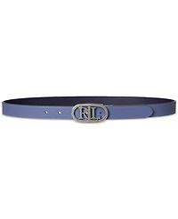 Lauren Ralph Oval-Logo Reversible Leather Skinny Belt
