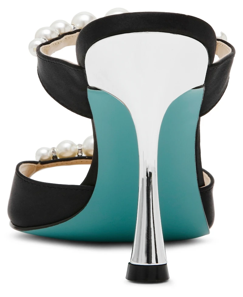 Betsey Johnson Women's Lacy Embellished Satin Heeled Mules