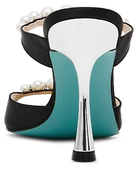 Betsey Johnson Women's Lacy Embellished Satin Heeled Mules
