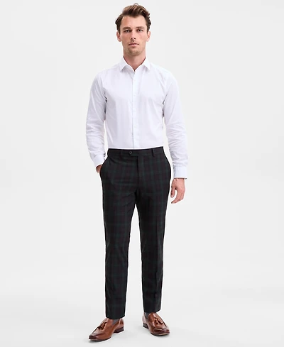 Bar Iii Men's Slim-Fit Green & Burgundy Plaid Suit Separate Pants, Macy's Exclusive