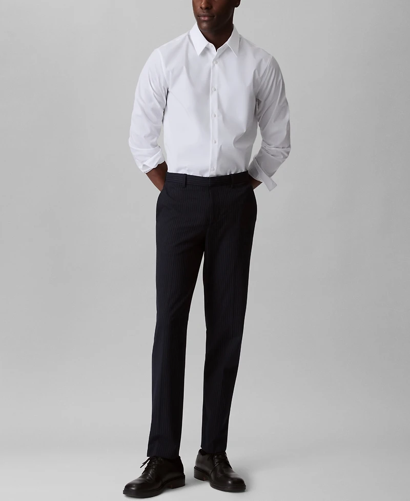 Calvin Klein Men's Slim Fit Supima Stretch Long Sleeve Button-Front Shirt