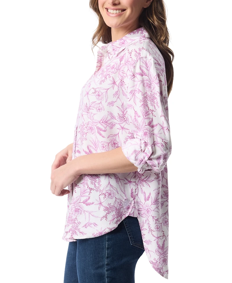 Gloria Vanderbilt Women's Amanda Floral-Print Oversized Shirt