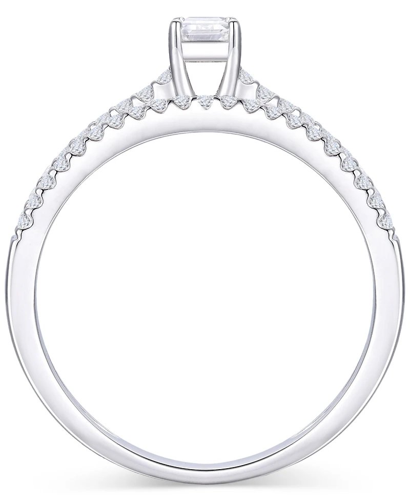 Diamond Emerald Cut Double-Row Engagement Ring (1/2 ct. t.w.) in 14k White Gold