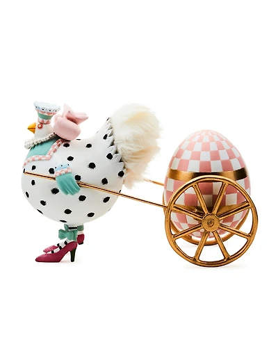 Mackenzie-Childs Patience Brewster Speckled Chicken Egg Cart Figurine
