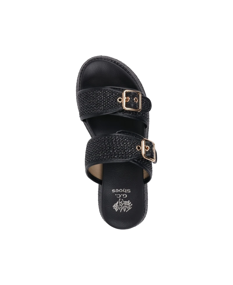 Gc Shoes Women's Lorena Woven Double Band Slide Platform Sandals