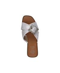 Gc Shoes Women's Ivy Embellished Buckle Slide Flat Sandals