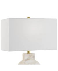 Possini Euro Design Mavi 25 1/2" High Round Modern Table Lamp White Finish Alabaster Marble Stone Living Room (Colors May Vary)