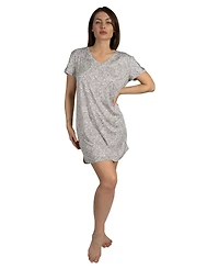 Tahari Women's Short Sleeve V-Neck Ribbed Nightshirt with Lace