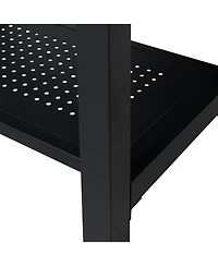 Casainc 32" Bathroom Vanity with White Ceramic Sink & Faucet,Freestanding Bathroom Cabinet with 2 Storage Doors and Open iron Shelf