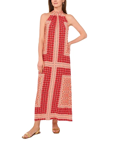 Vince Camuto Women's Tile-Print Sleeveless Halter Maxi Dress