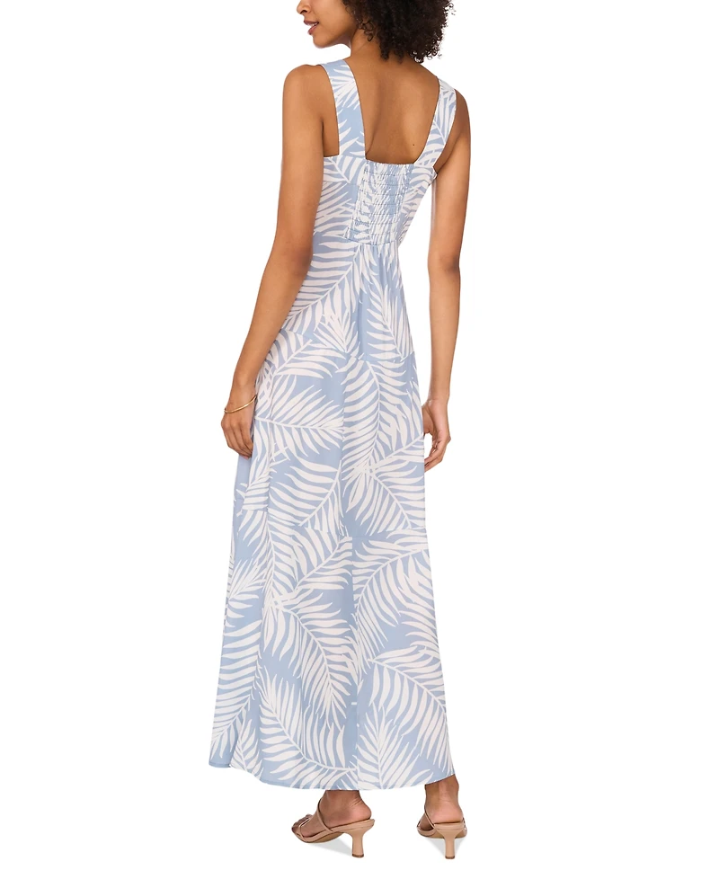 Vince Camuto Women's Tropical-Print Smocked Back Tiered Sleeveless Maxi Dress