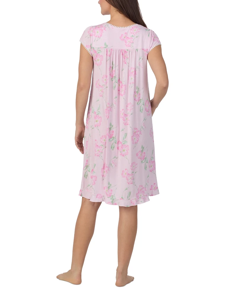 Eileen West Women's Cap-Sleeve Floral Waltz Nightgown