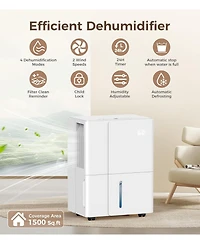 Cowsar 2500sq.ft Multifunctional Dehumidifier, 22-Pint, Drain Hose, Smart Humidity Ctrl