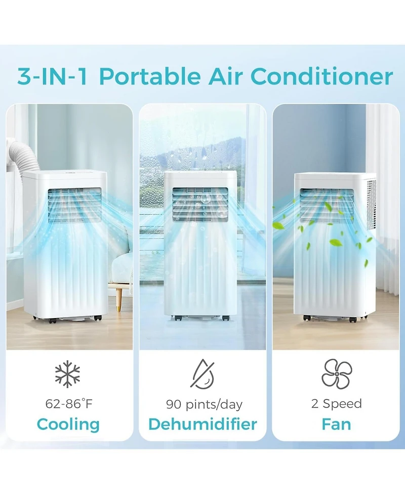 Cowsar 8,000 Btu Portable Ac, 4 Modes, 350sq.ft, Remote & Led, Wheels,Sleep Mode,Home/Dorm