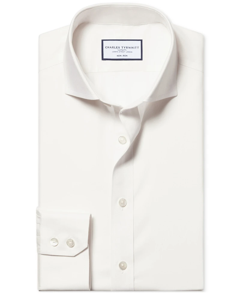 Charles Tyrwhitt Men's Slim-Fit Ivory Twill Dress Shirt