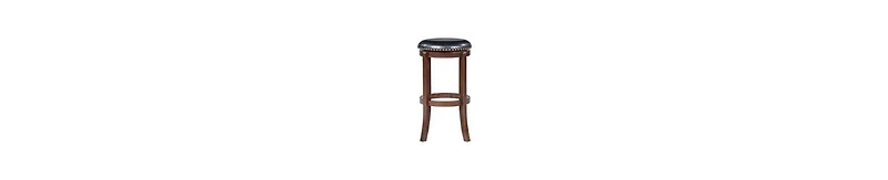 Swivel Bar Stool – Nailhead Trim & Faux Leather Upholstery