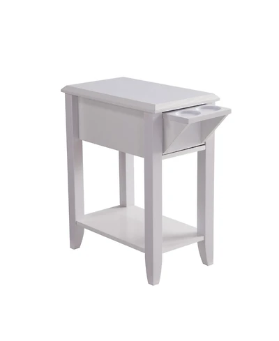 Modern Chairside Table with Extendable Drawer and Cupholders for Convenient Storage and Relaxation