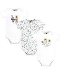 Hudson Baby Baby Girls Essential Three Piece Set Of Cotton Bodysuits