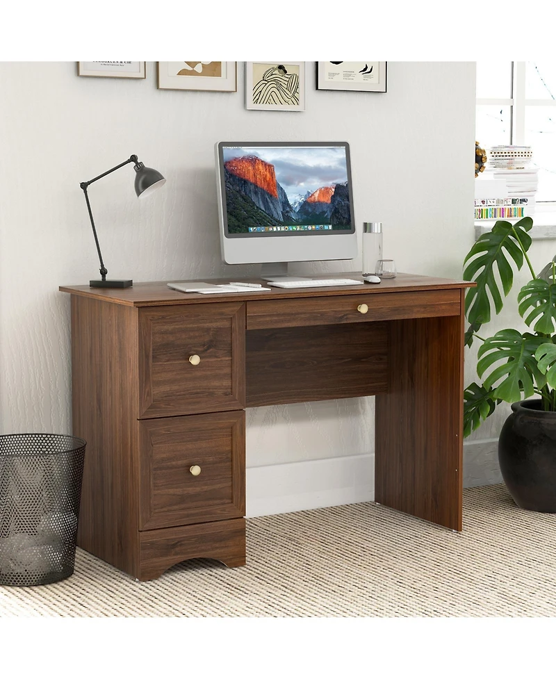 Wooden Vintage Computer Desk with 3 Drawers for Home and Office