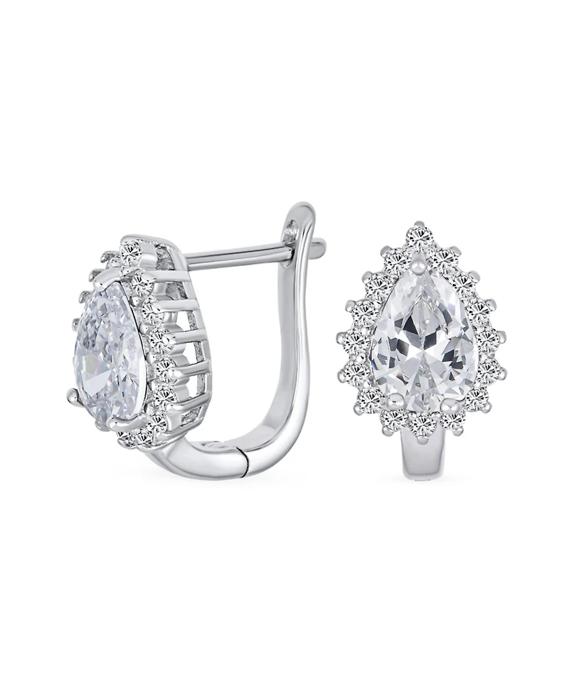 Bling Jewelry Timeless Elegant Cz Cubic Zirconia Stud Earrings Teardrop Huggie Sterling Silver