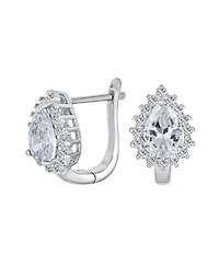Bling Jewelry Timeless Elegant Cz Cubic Zirconia Stud Earrings Teardrop Huggie Sterling Silver