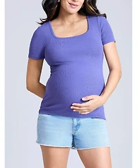 Motherhood Maternity Maternity Square Neck Rib Knit Short Sleeve Top - Motherhood