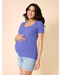 Motherhood Maternity Maternity Square Neck Rib Knit Short Sleeve Top - Motherhood