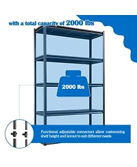 78"H 5 Tier Metal Shelves for Storage Garage Shelving 2000LBS Heavy Duty Storage Shelves Adjustable Garage Shelf Industrial Shelving Unit Storage Util