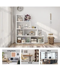 6 Cubes Ladder Shelf Corner Bookshelf Storage Bookcase