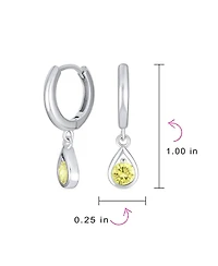 Bling Jewelry Classic Small Cz Cubic Zirconia Pear Shaped Dangling Teardrop Huggie Earrings .925 Sterling Silver