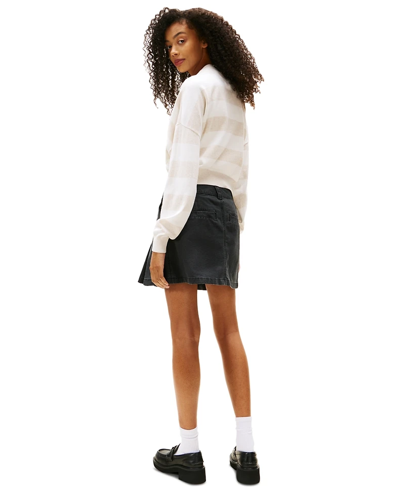 Tommy Jeans Women's Cotton Canvas Pleated Mini Skirt