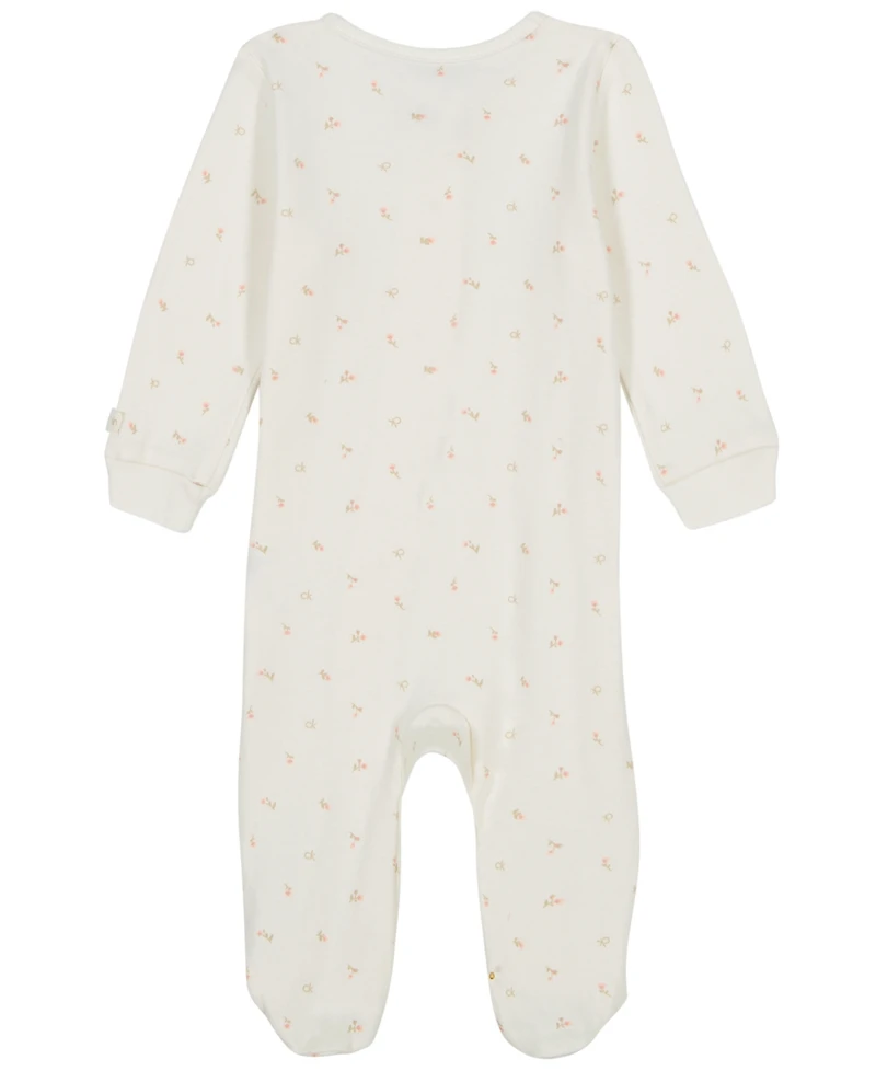 Calvin Klein Baby Girls Printed Knit Footed Zip-up Coverall
