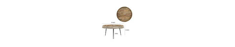 Round Coffee Table – Handcrafted Wood Top with Elegant Carved Edge
