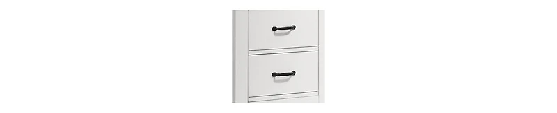 Nightstand with 2 Drawers and Black Handles for Bedroom Storage