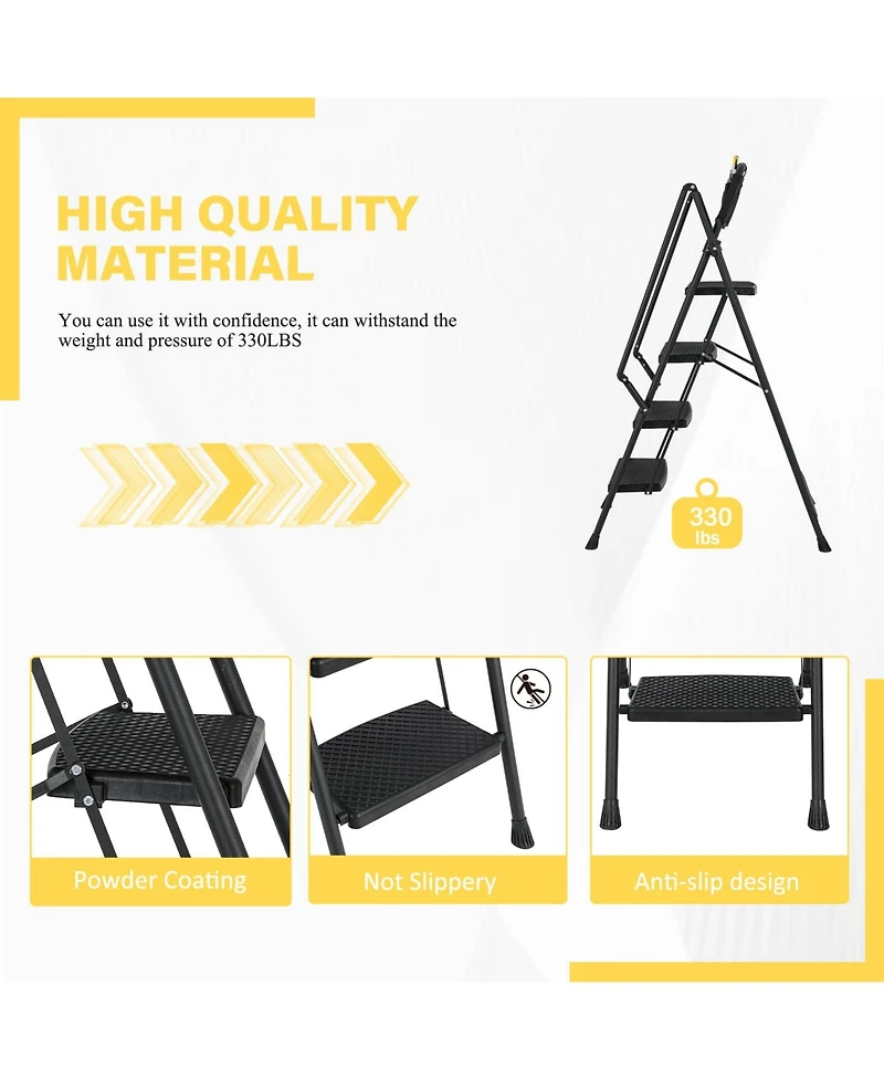 Step Foldable Light Weight Wide Anti Slip Pedal and Safety Handle