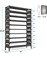 Tribesigns 10 Tiers Enterway Shoe Rack, Large Capacity Home Tall Metal Storage Organizer for 50 Pairs, Space Saving Organization