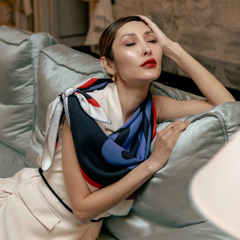 Paula - Hand Rolled Large Silk Foulard for Women