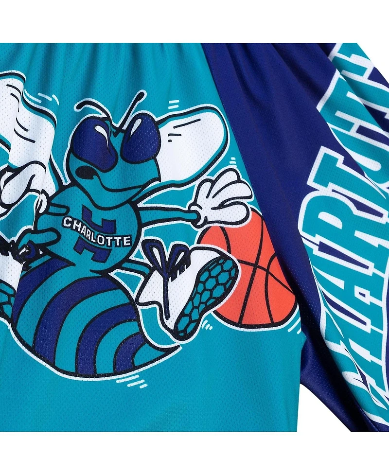 Mitchell & Ness Men's Teal Charlotte Hornets Big Face 5.0 Fashion Shorts