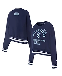 Pro Standard Women's Deep Sea Blue Seattle Kraken Area Code Cropped Pullover Sweatshirt