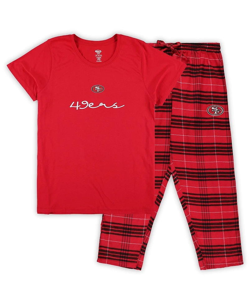 Concepts Sport Women's San Francisco 49ers Plus Script T-Shirt and Pants Sleep Set
