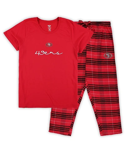 Concepts Sport Women's San Francisco 49ers Plus Script T-Shirt and Pants Sleep Set