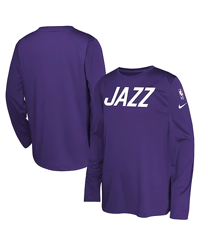 Nike Big Boys and Girls Purple Utah Jazz 2024/25 City Edition Pregame Performance Long Sleeve Shooting T-Shirt