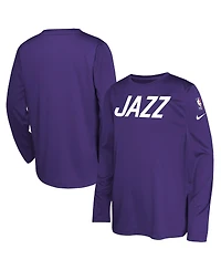 Nike Big Boys and Girls Purple Utah Jazz 2024/25 City Edition Pregame Performance Long Sleeve Shooting T-Shirt