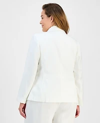 Le Suit Plus Size Crepe Two-Button Jacket & Pull-On Pantsuit Set