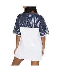 Gameday Couture Women's White/Navy Denver Broncos Bling It Full Sequin Jersey Dress
